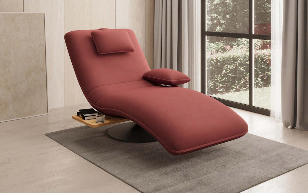 Designer relax-ligstoel velour stof met draaifunctie en bijzettafel