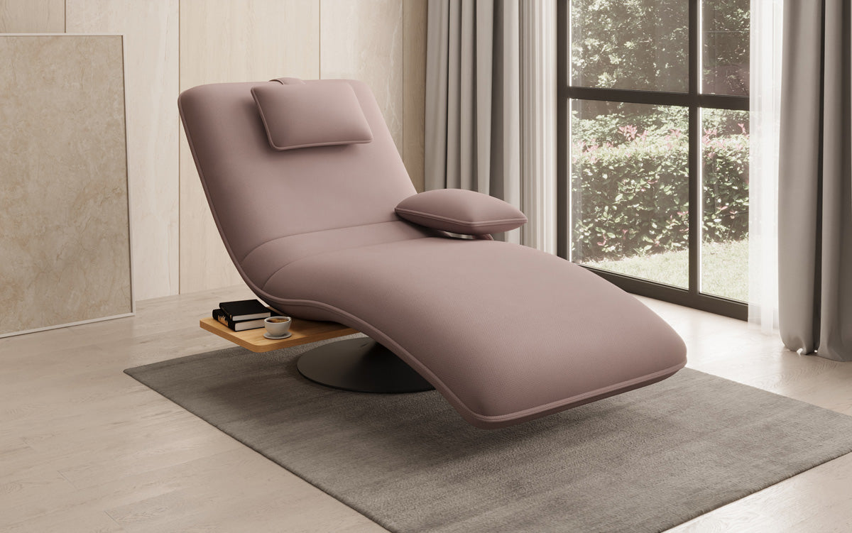 Designer relax-ligstoel velour stof met draaifunctie en bijzettafel