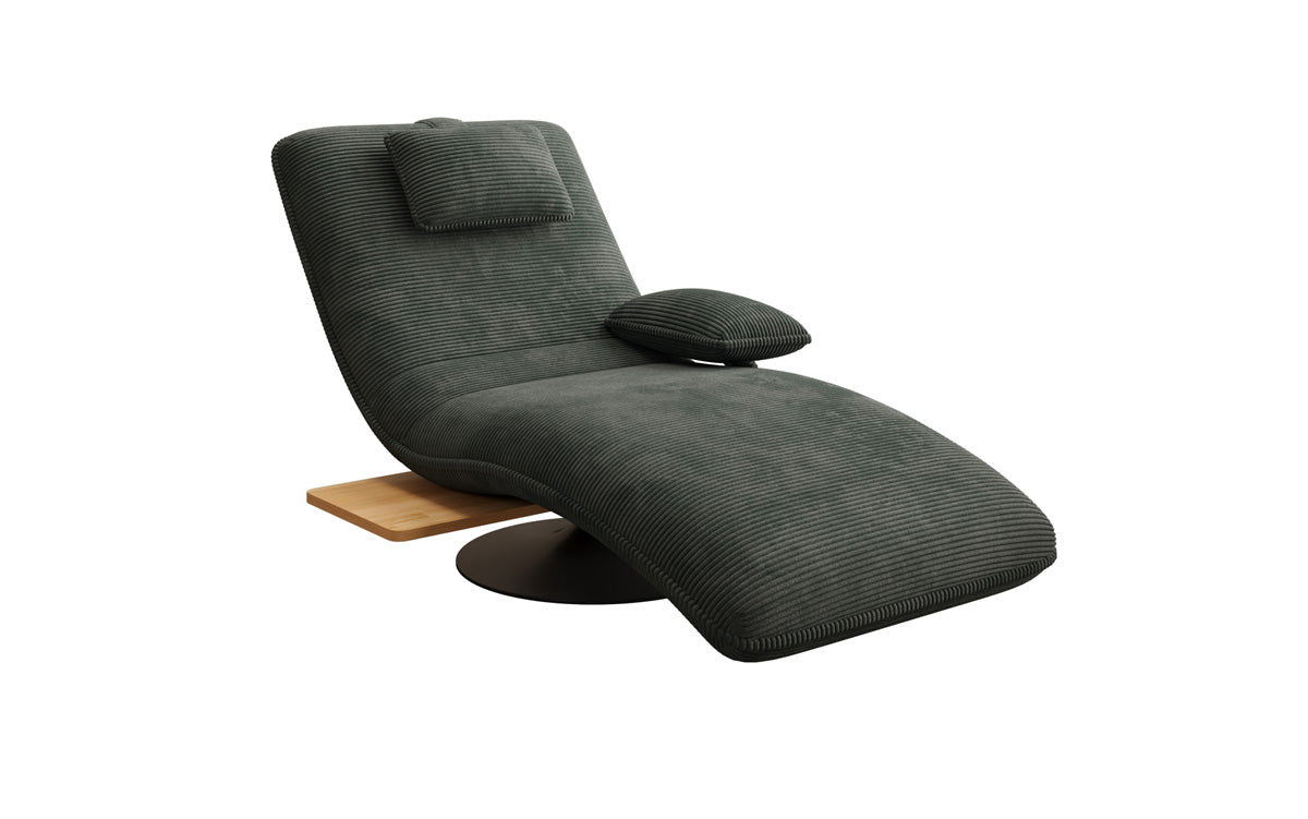 Designer Relax-ligstoel Velours Ribstof met draaifunctie en bijzettafel