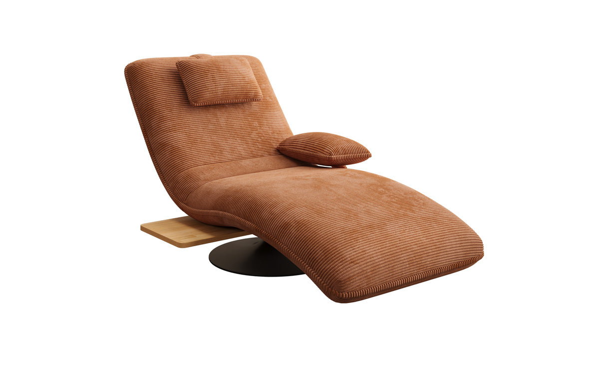 Designer Relax-ligstoel Velours Ribstof met draaifunctie en bijzettafel