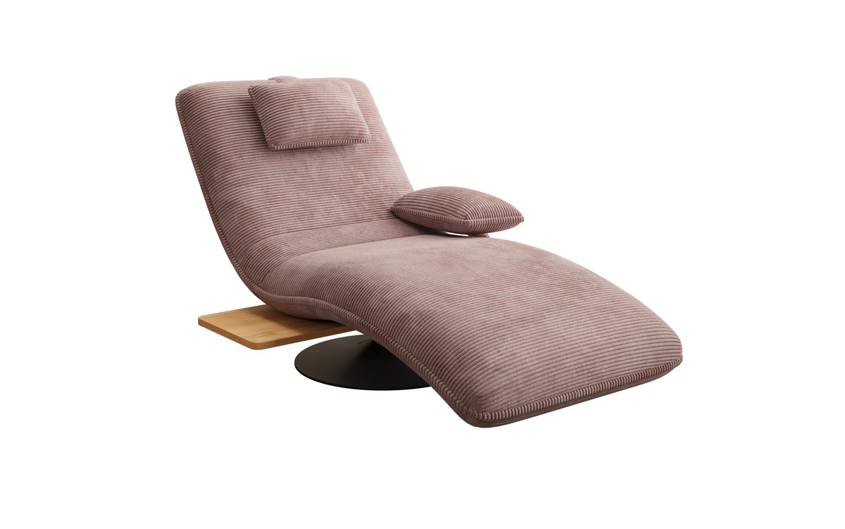 Designer Relax-ligstoel Velours Ribstof met draaifunctie en bijzettafel