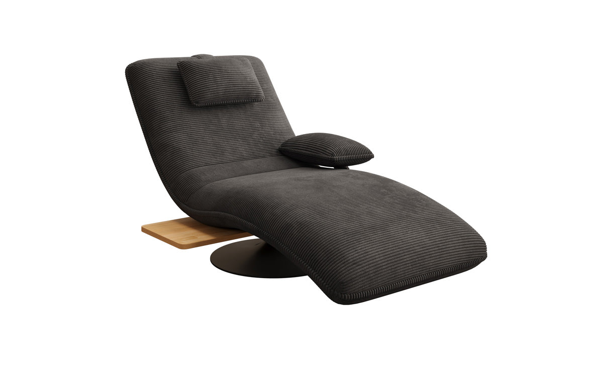 Designer Relax-ligstoel Velours Ribstof met draaifunctie en bijzettafel