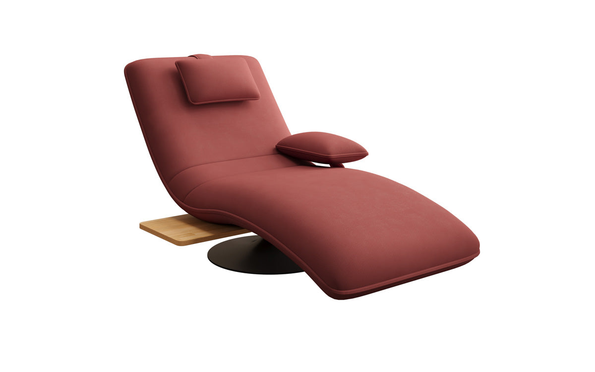 Designer relax-ligstoel velour stof met draaifunctie en bijzettafel
