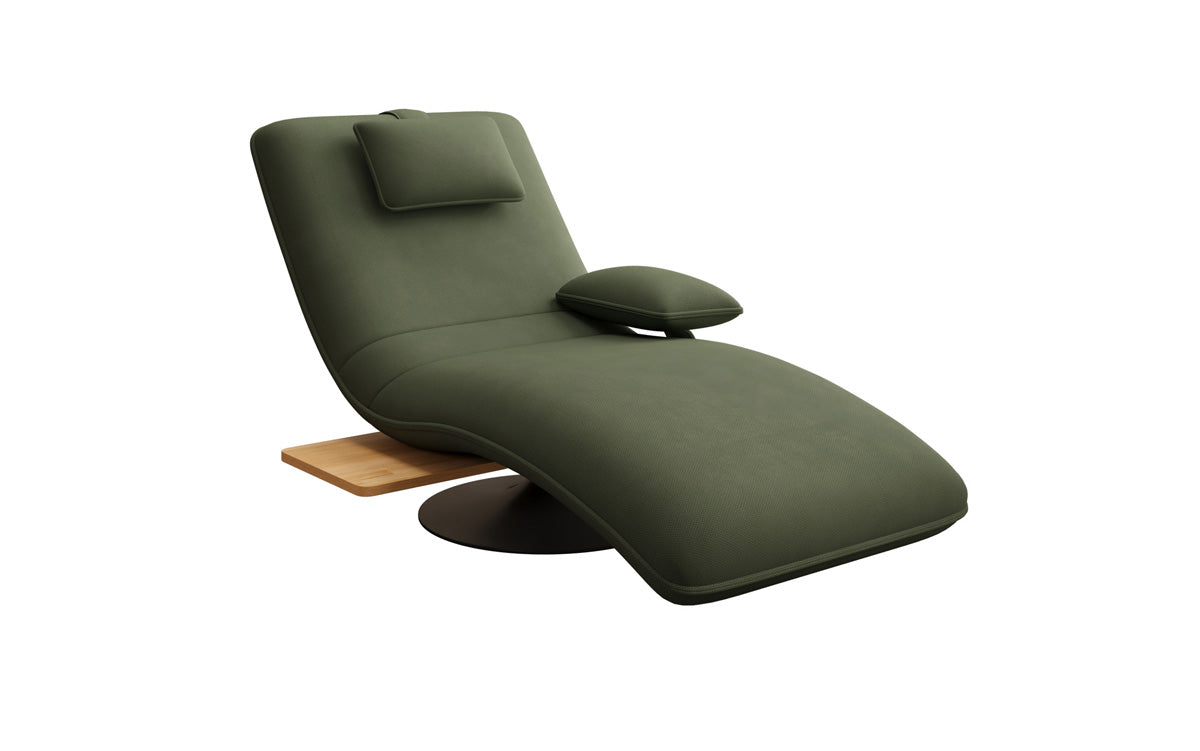 Designer relax-ligstoel velour stof met draaifunctie en bijzettafel