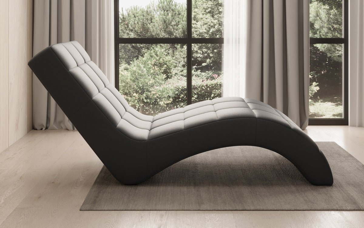 Designer Relax-ligstoel Nela in Echtleer