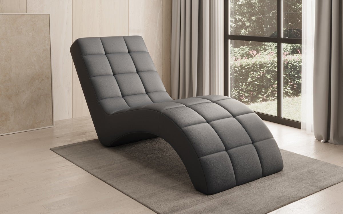 Designer Relax-ligstoel Nela in Echtleer