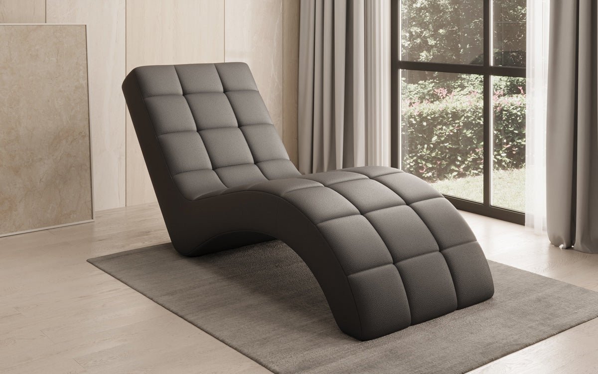 Designer Relax-ligstoel Nela in Echtleer