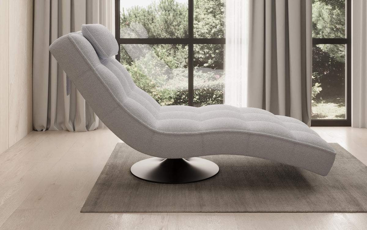 Designer Relax-ligstoel Livara Bouclé met draaifunctie