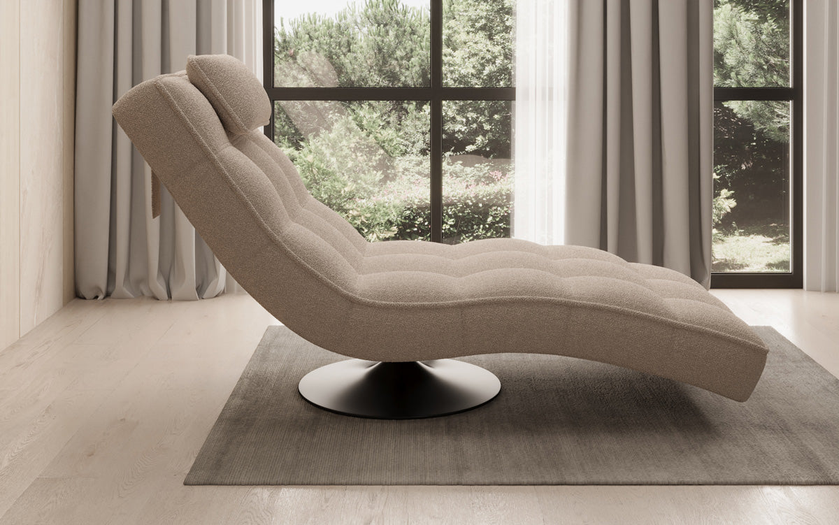Designer Relax-ligstoel Livara Bouclé met draaifunctie