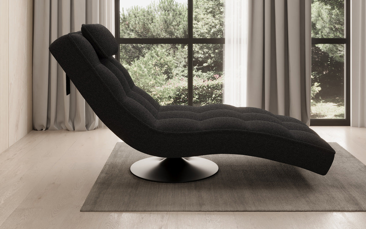 Designer Relax-ligstoel Livara Bouclé met draaifunctie