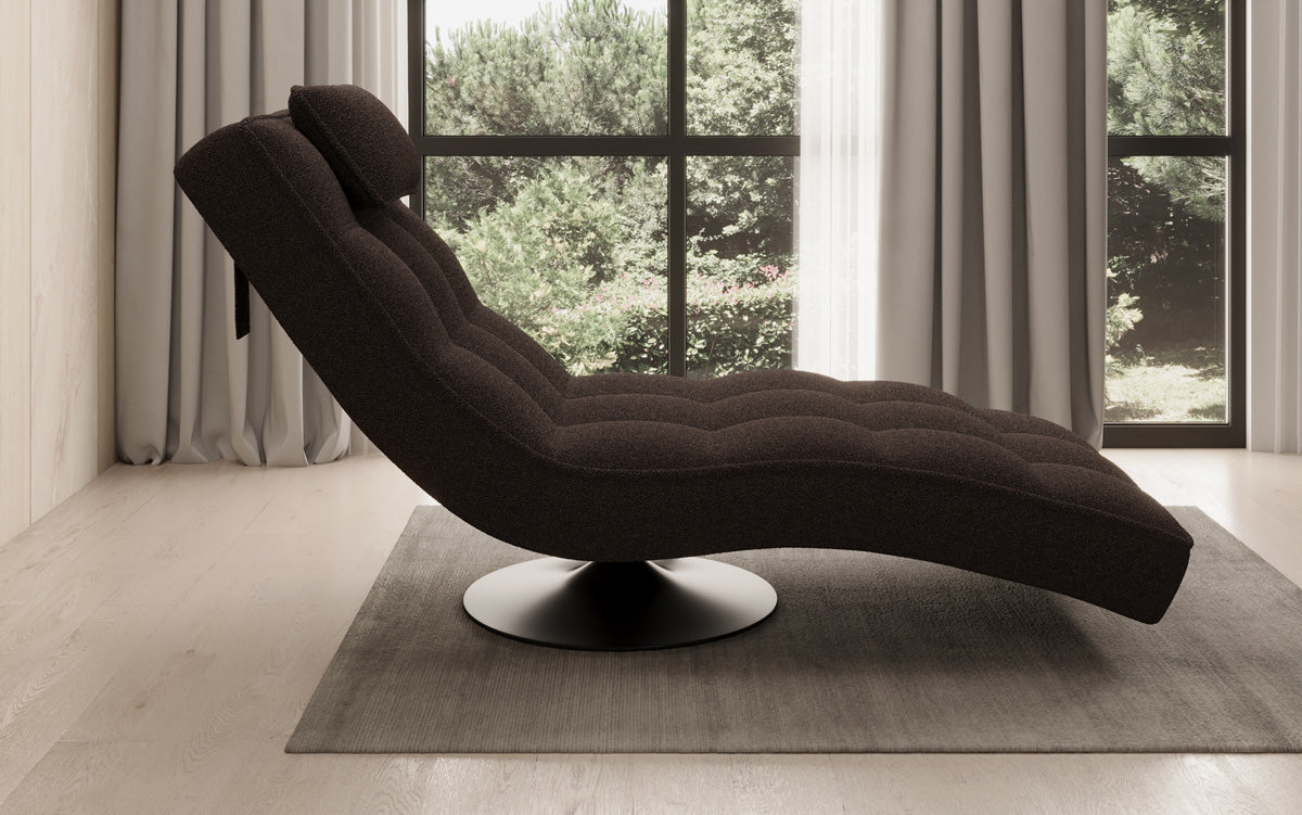 Designer Relax-ligstoel Livara Bouclé met draaifunctie
