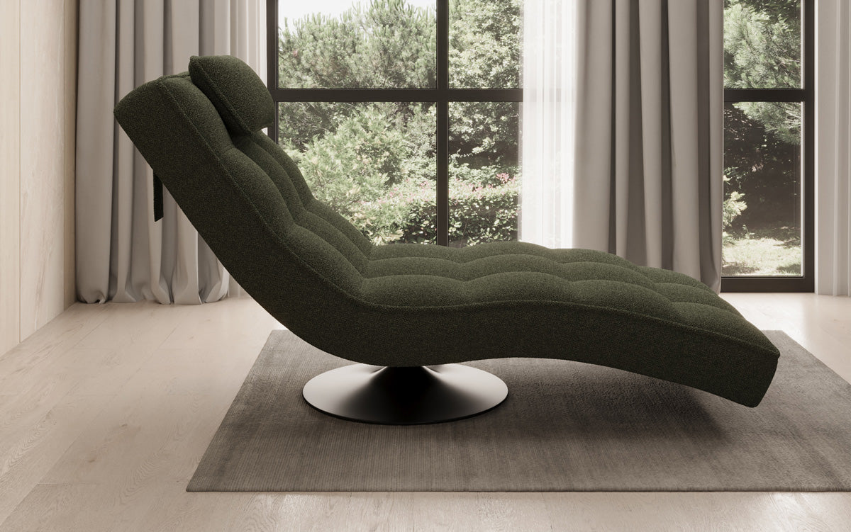 Designer Relax-ligstoel Livara Bouclé met draaifunctie
