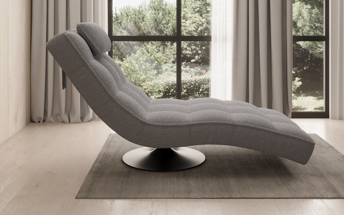 Designer Relax-ligstoel Livara Bouclé met draaifunctie