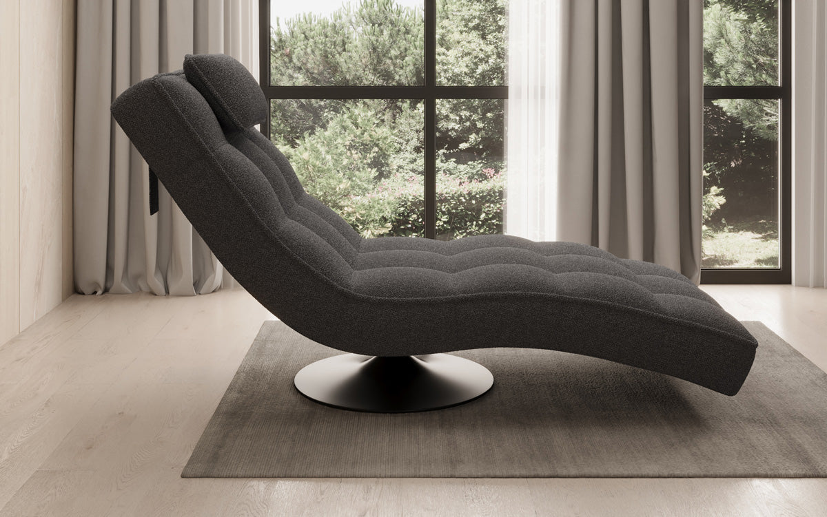 Designer Relax-ligstoel Livara Bouclé met draaifunctie