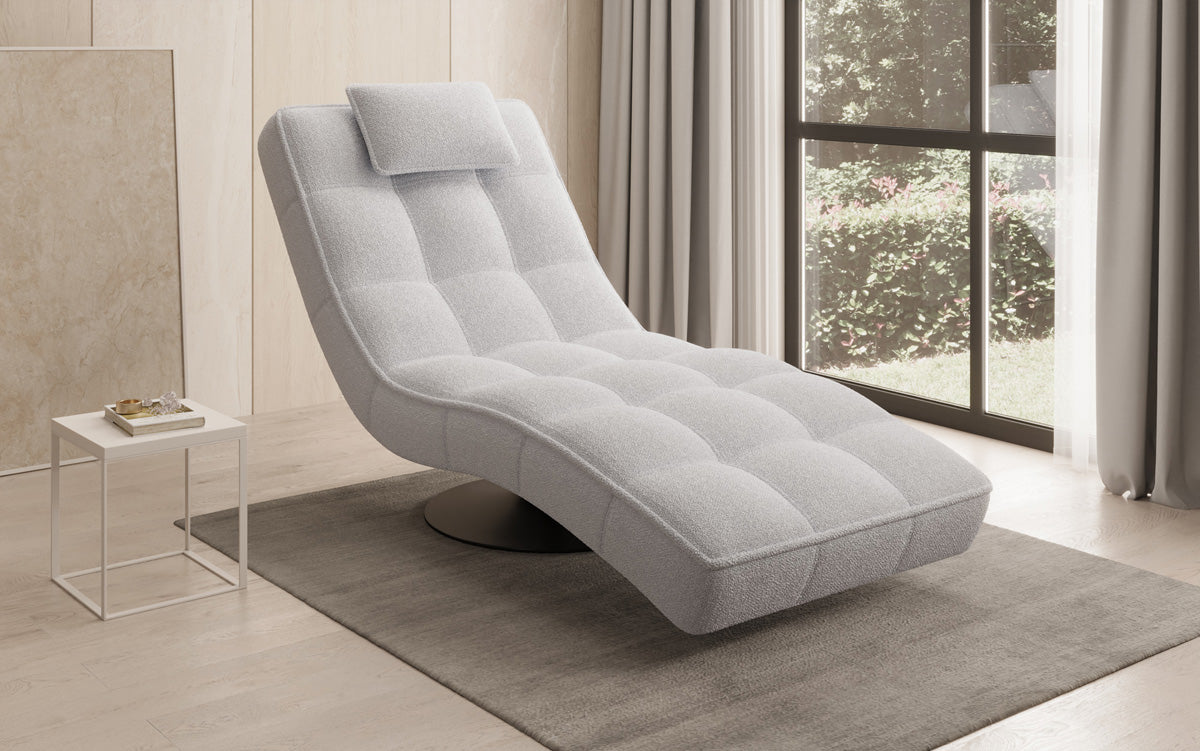 Designer Relax-ligstoel Livara Bouclé met draaifunctie