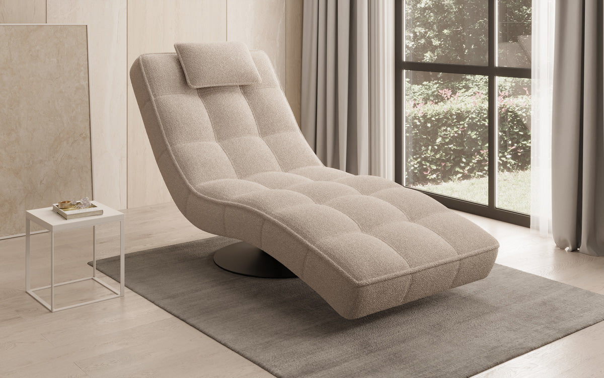 Designer Relax-ligstoel Livara Bouclé met draaifunctie