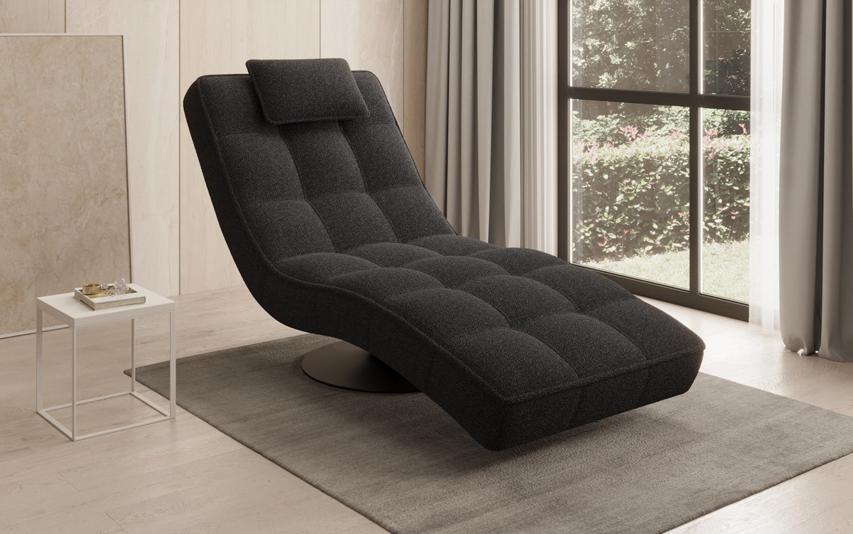 Designer Relax-ligstoel Livara Bouclé met draaifunctie