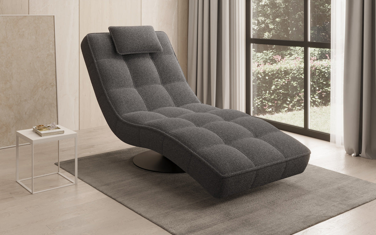 Designer Relax-ligstoel Livara Bouclé met draaifunctie