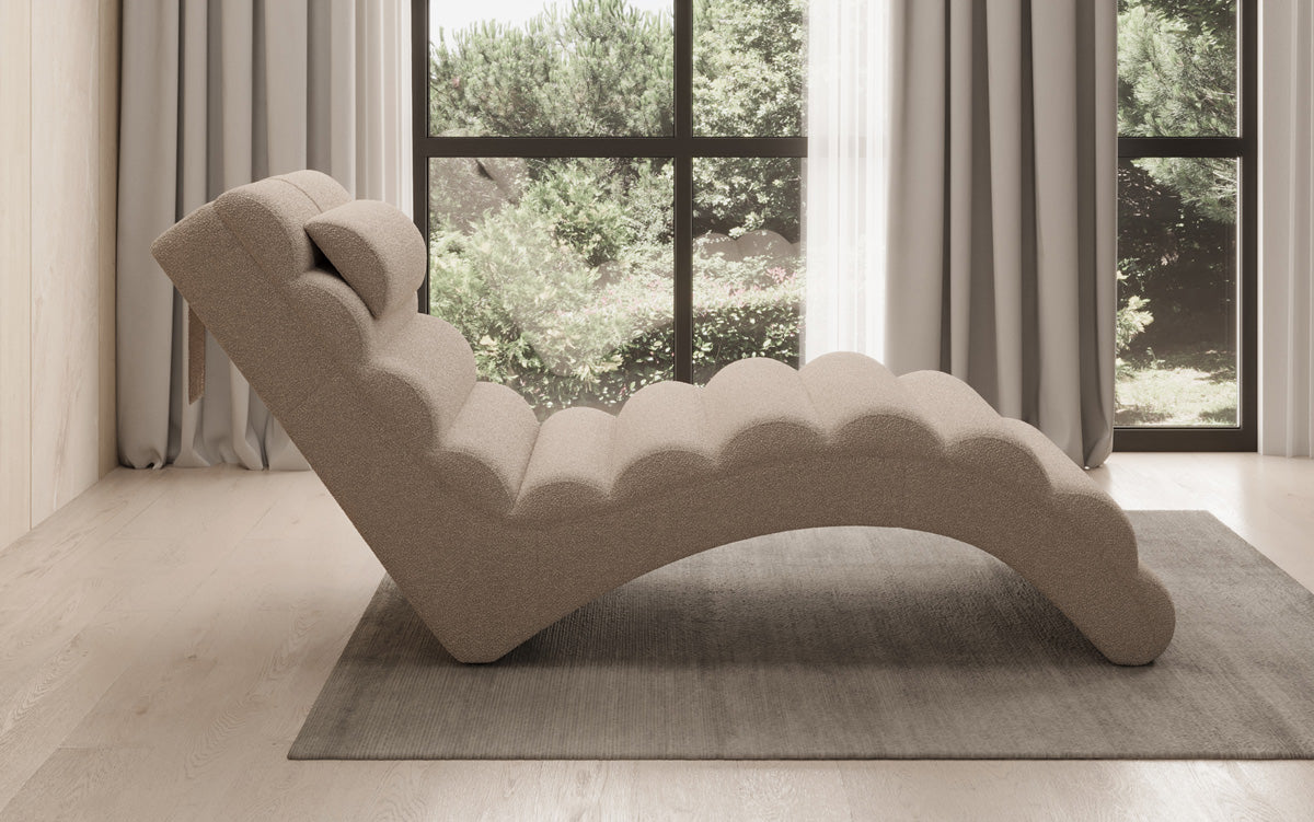 Designer Relax-ligstoel Malina in Bouclé