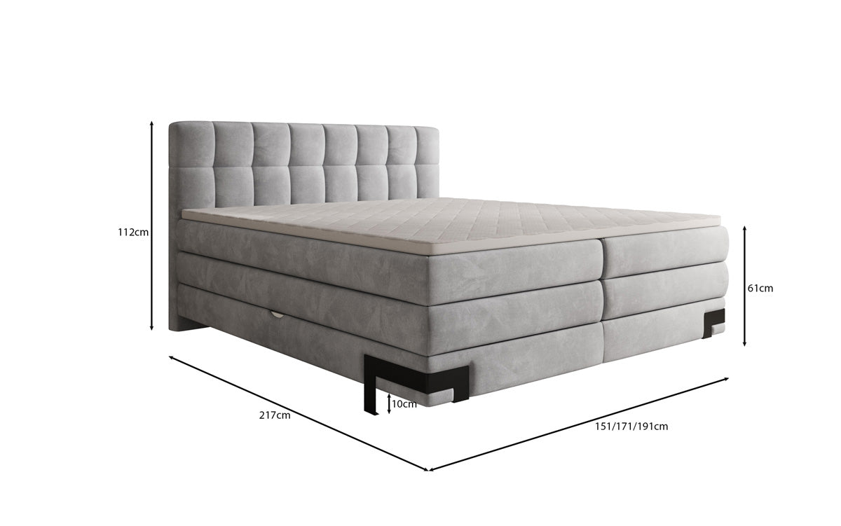 Boxspringbed Isabell met opbergruimte in Fluweel