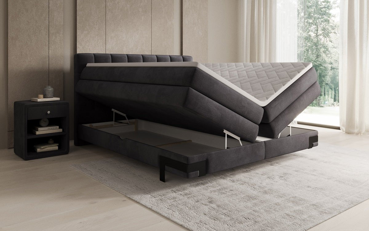 Boxspringbed Isabell met opbergruimte in Fluweel