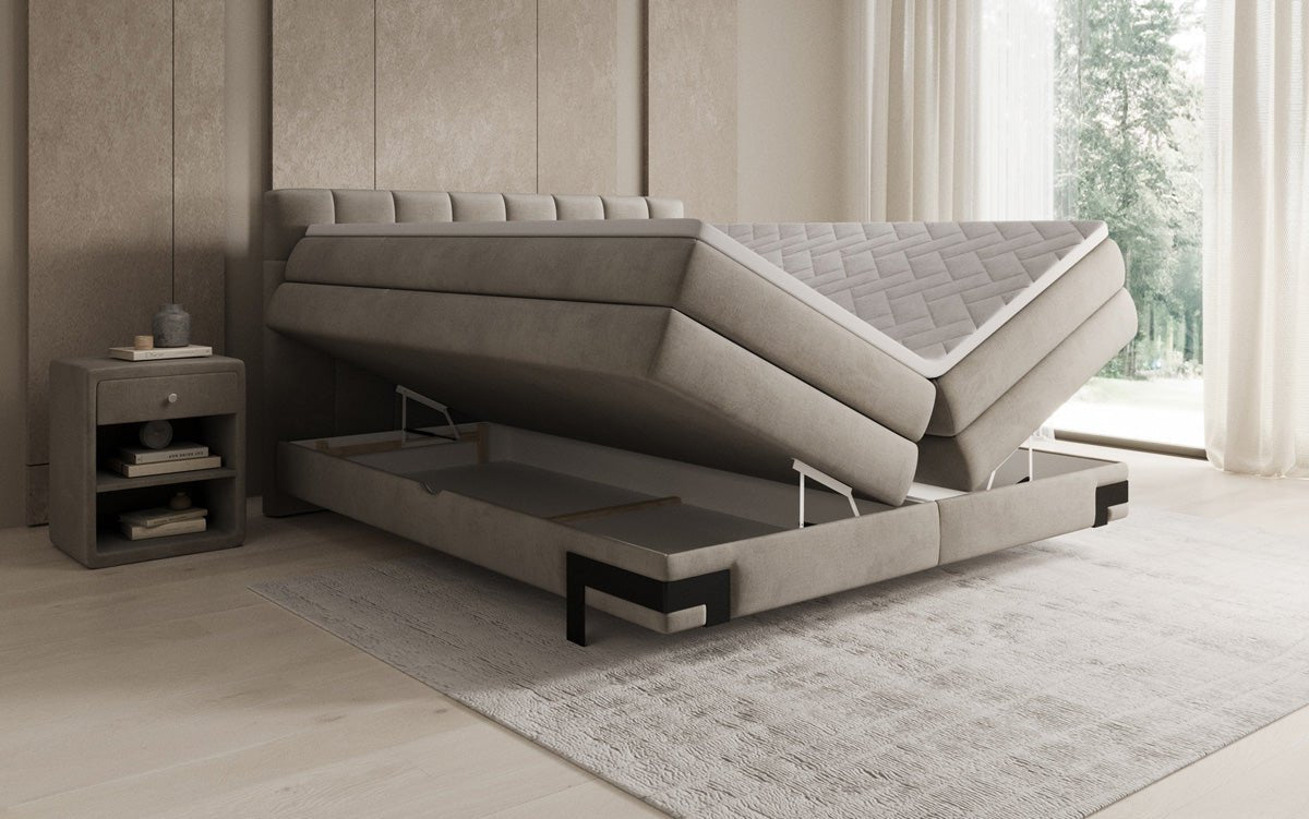 Boxspringbed Isabell met opbergruimte in Fluweel