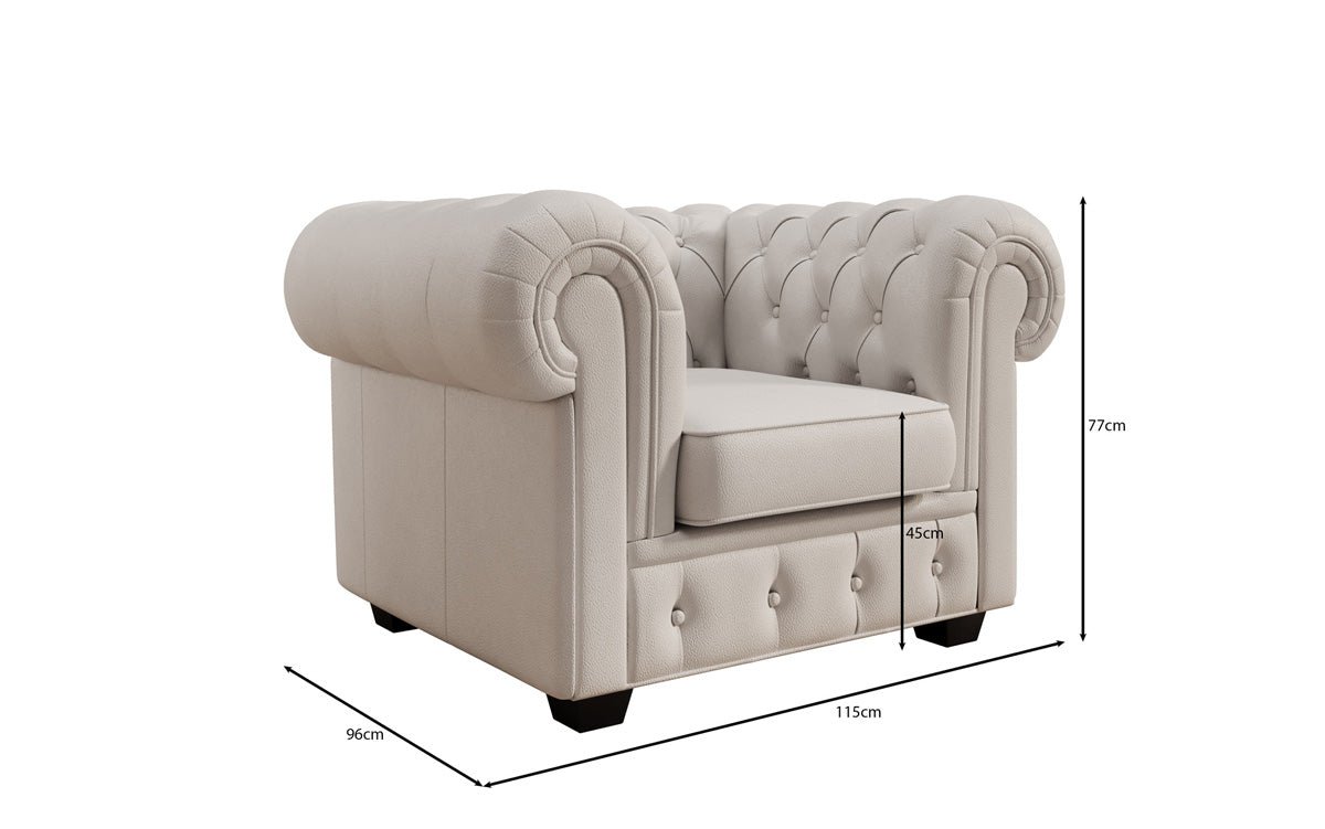 Chesterfield fauteuil Royal in echt leer