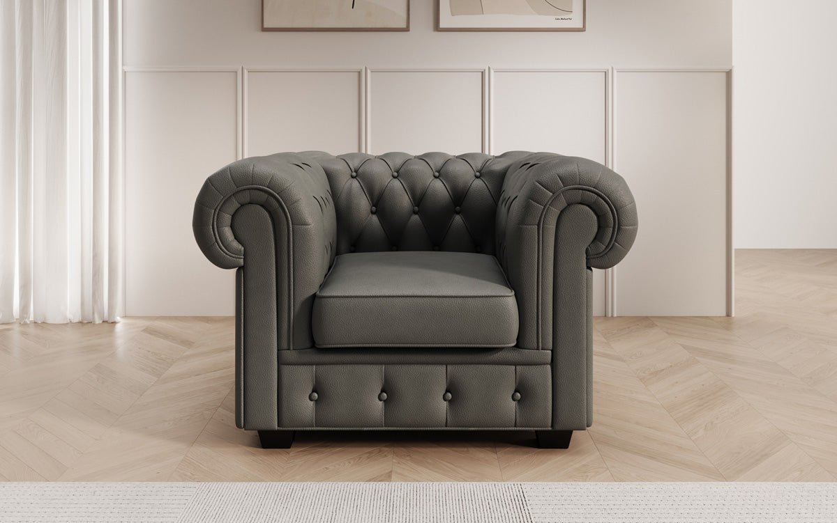 Chesterfield fauteuil Royal in echt leer