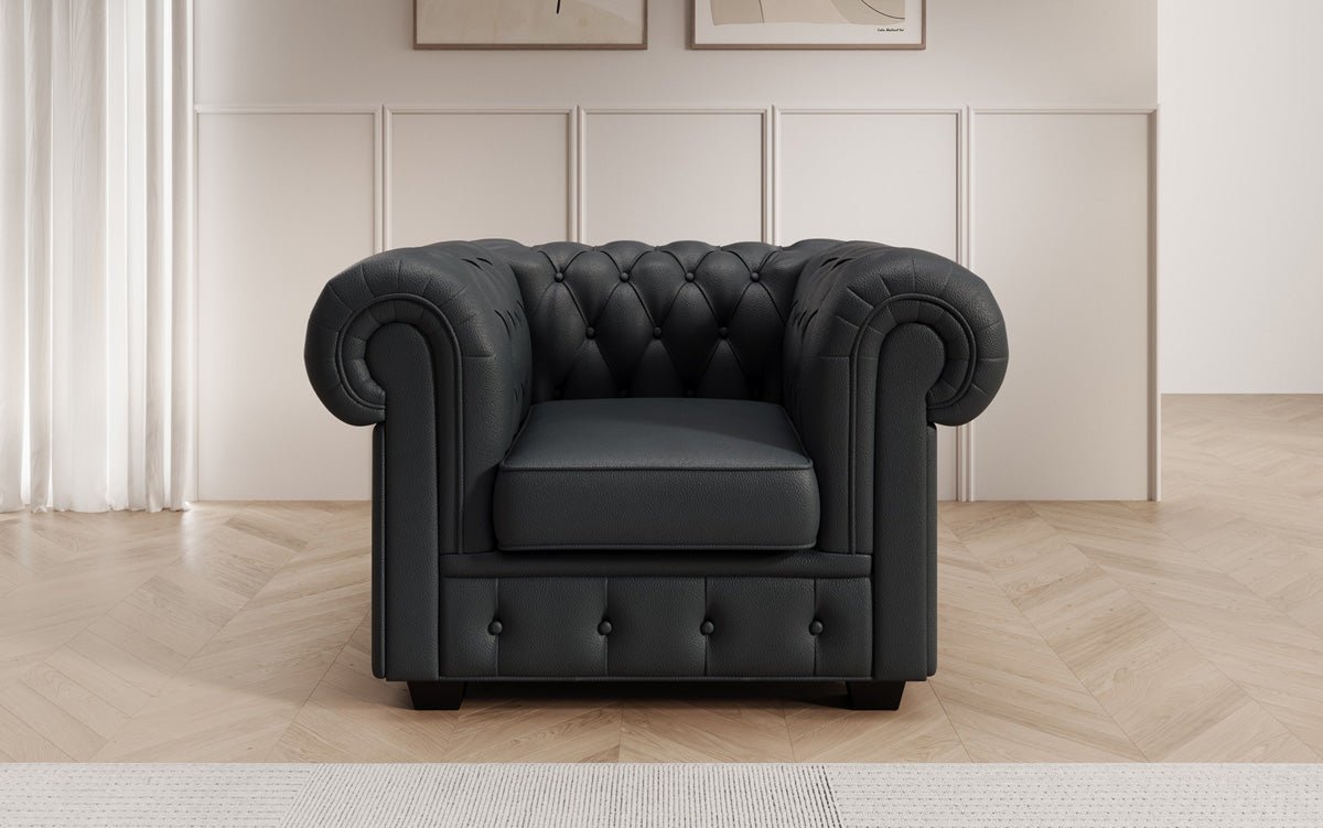Chesterfield fauteuil Royal in echt leer