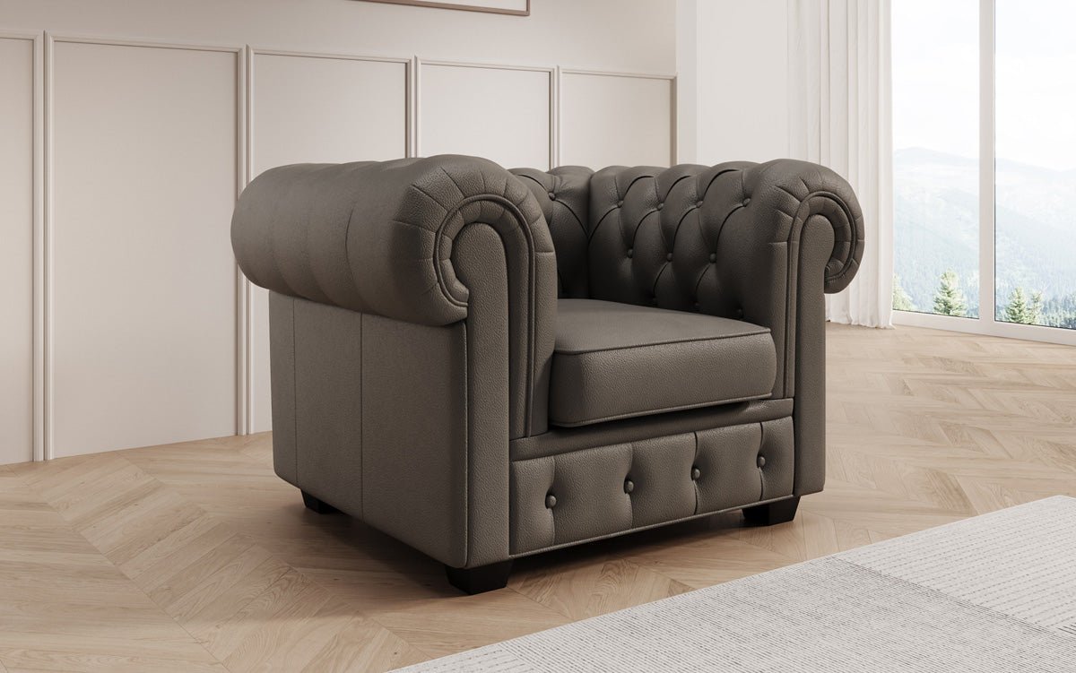 Chesterfield fauteuil Royal in echt leer