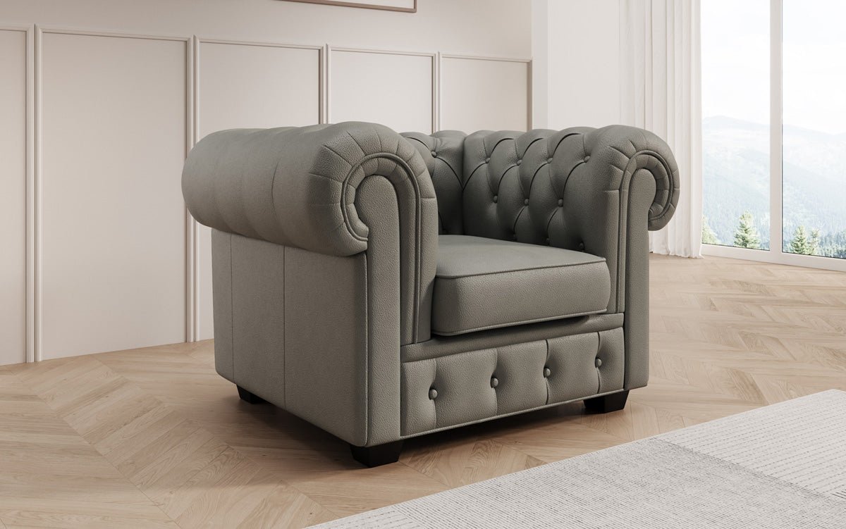 Chesterfield fauteuil Royal in echt leer