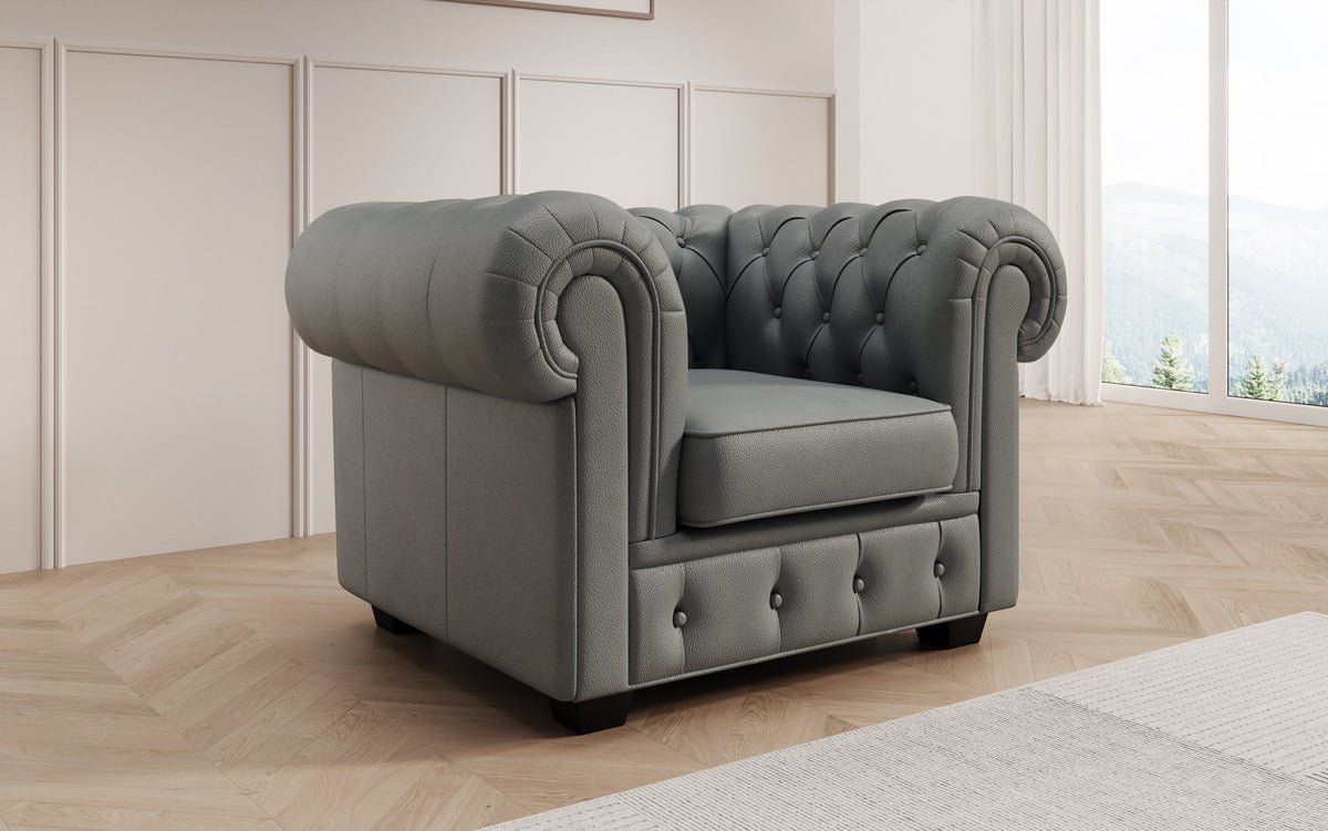 Chesterfield fauteuil Royal in echt leer