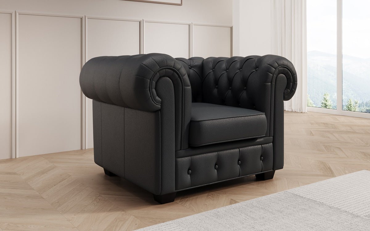 Chesterfield fauteuil Royal in echt leer