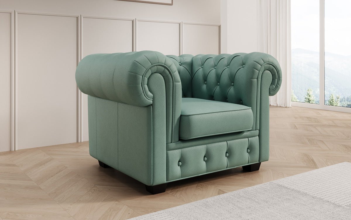 Chesterfield fauteuil Royal in echt leer
