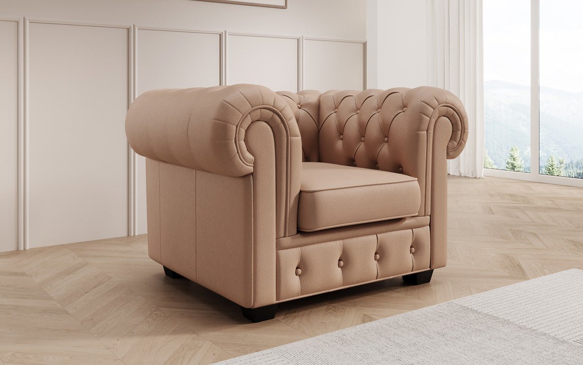 Chesterfield fauteuil Royal in echt leer