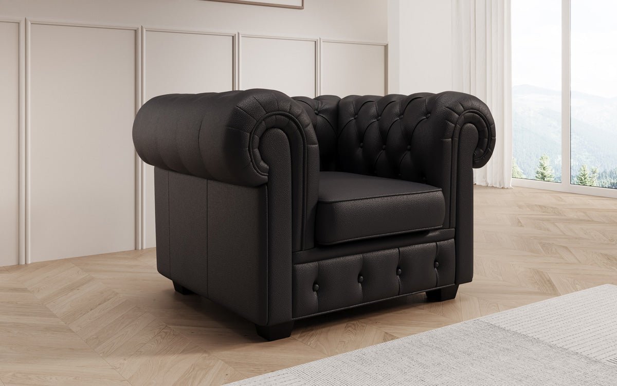 Chesterfield fauteuil Royal in echt leer