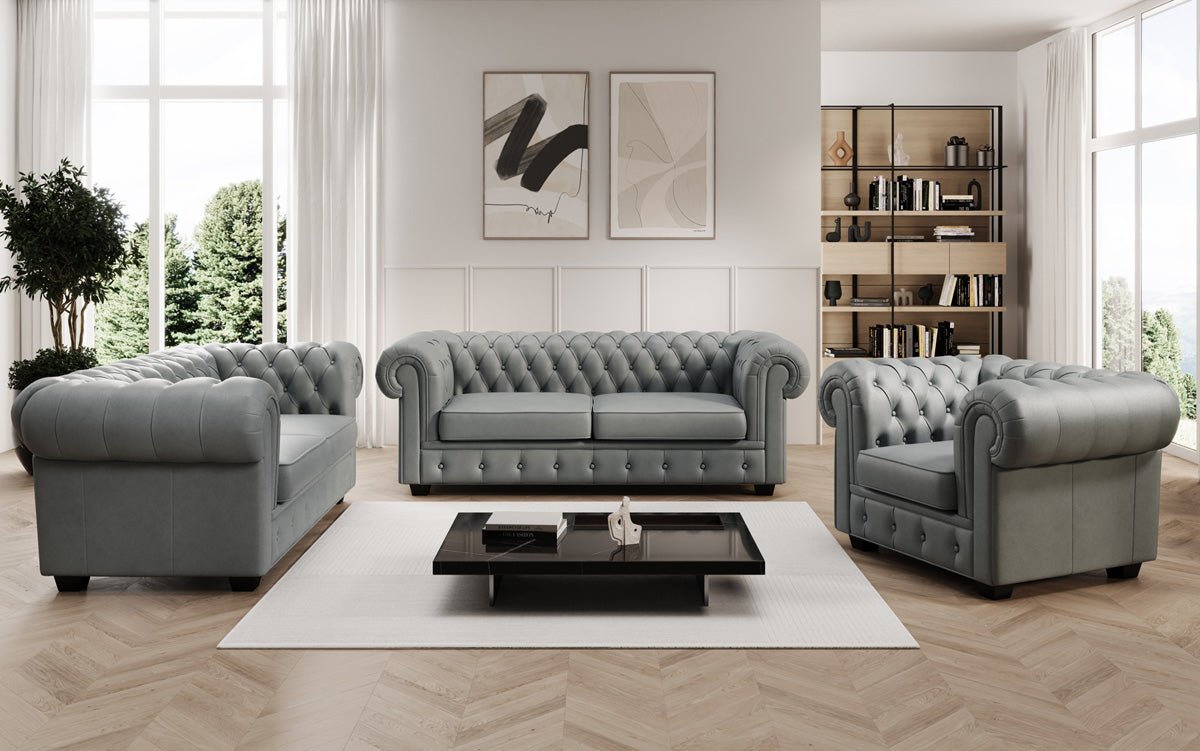 Chesterfield fauteuil Royal in echt leer