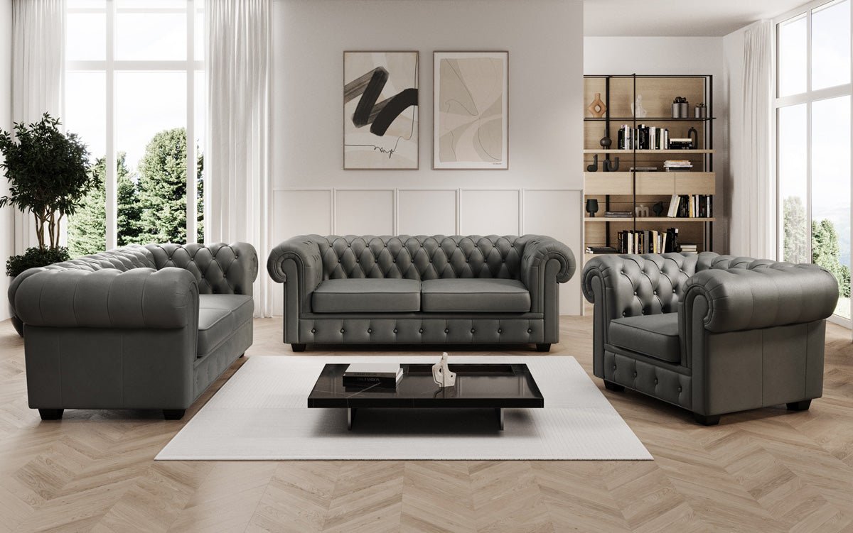 Chesterfield fauteuil Royal in echt leer