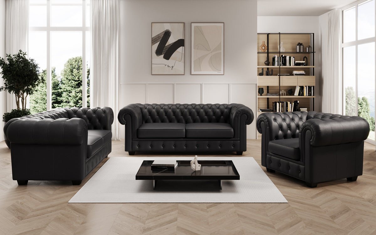 Chesterfield fauteuil Royal in echt leer
