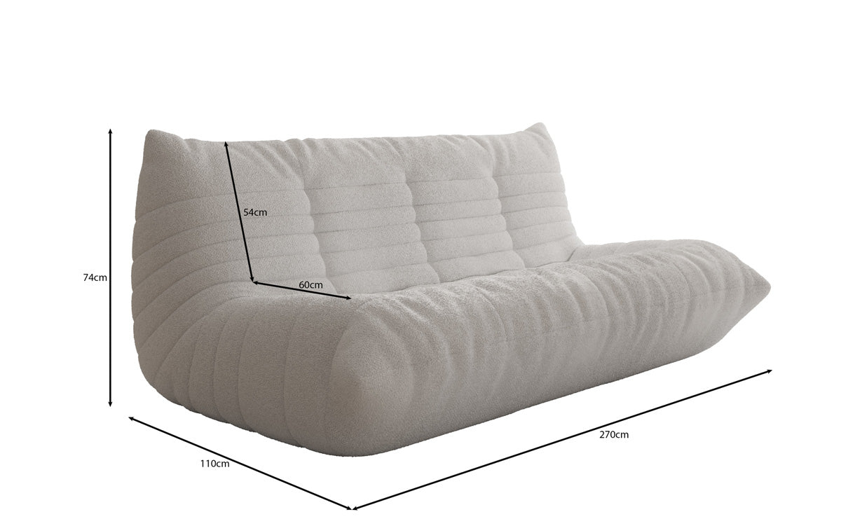 Designer 3-zits bank Calmo in Teddystof Bouclé