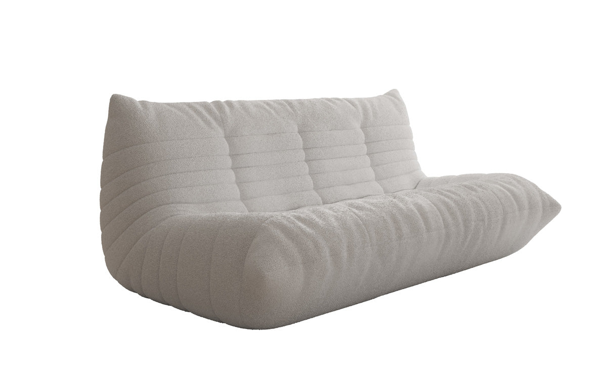 Designer 3-zits bank Calmo in Teddystof Bouclé