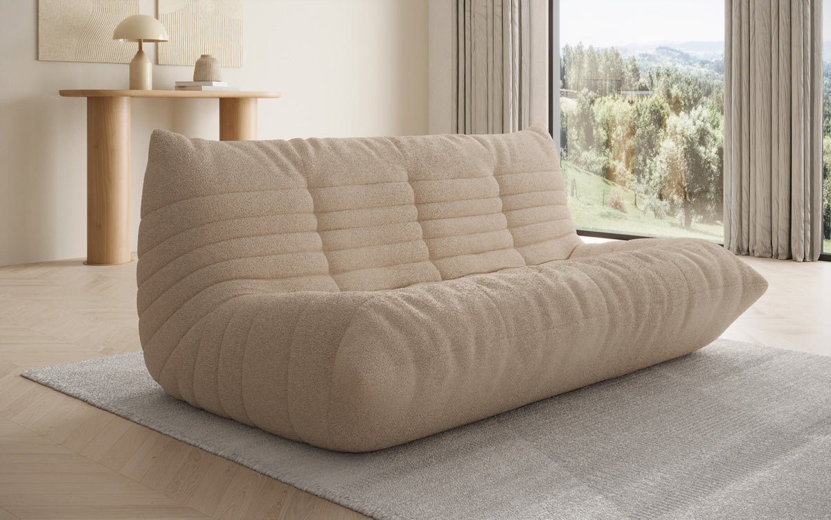 Designer 3-zits bank Calmo in Teddystof Bouclé