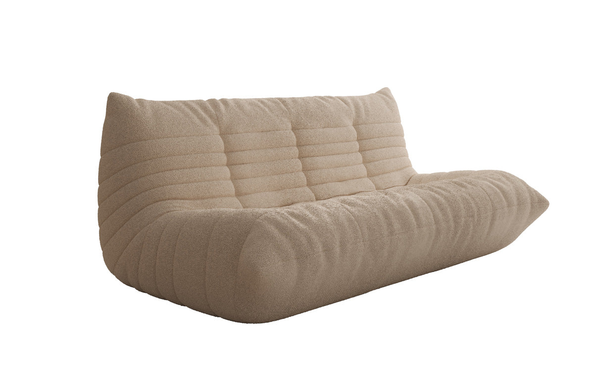 Designer 3-zits bank Calmo in Teddystof Bouclé