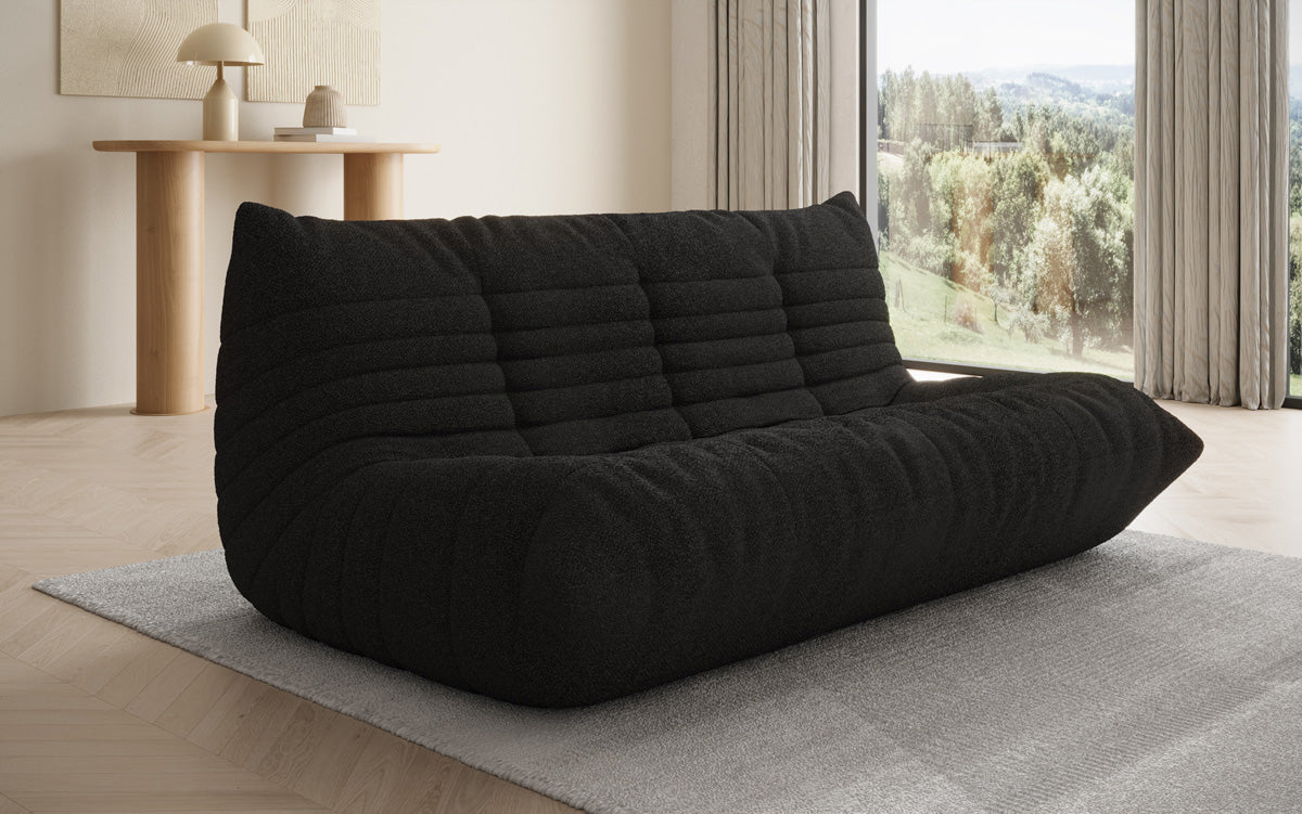 Designer 3-zits bank Calmo in Teddystof Bouclé