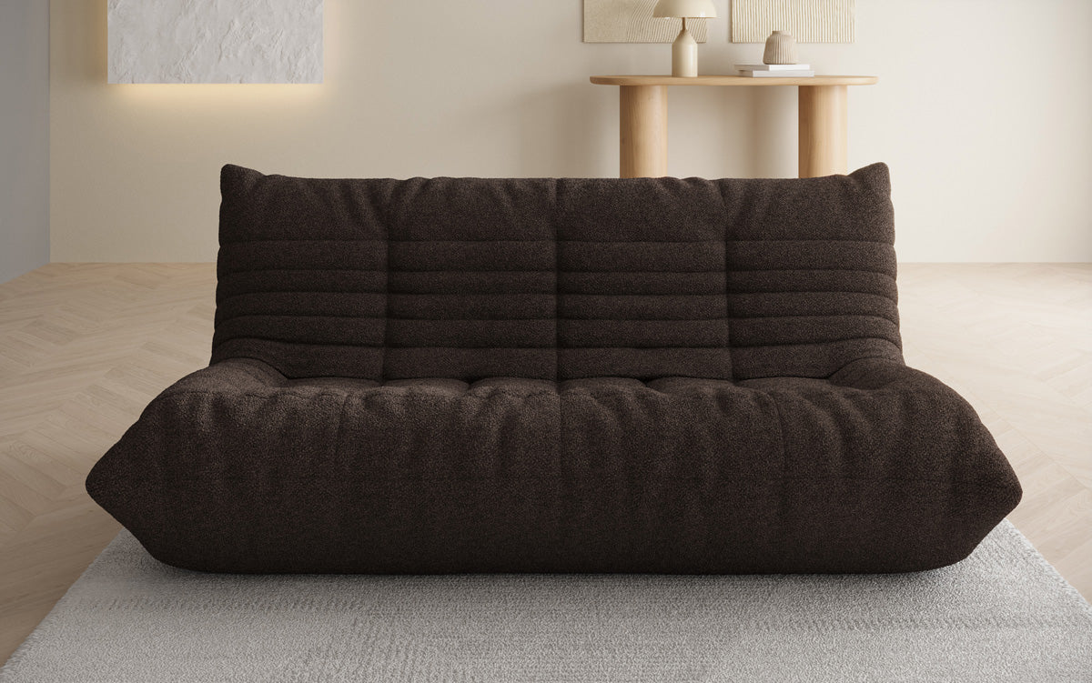 Designer 3-zits bank Calmo in Teddystof Bouclé