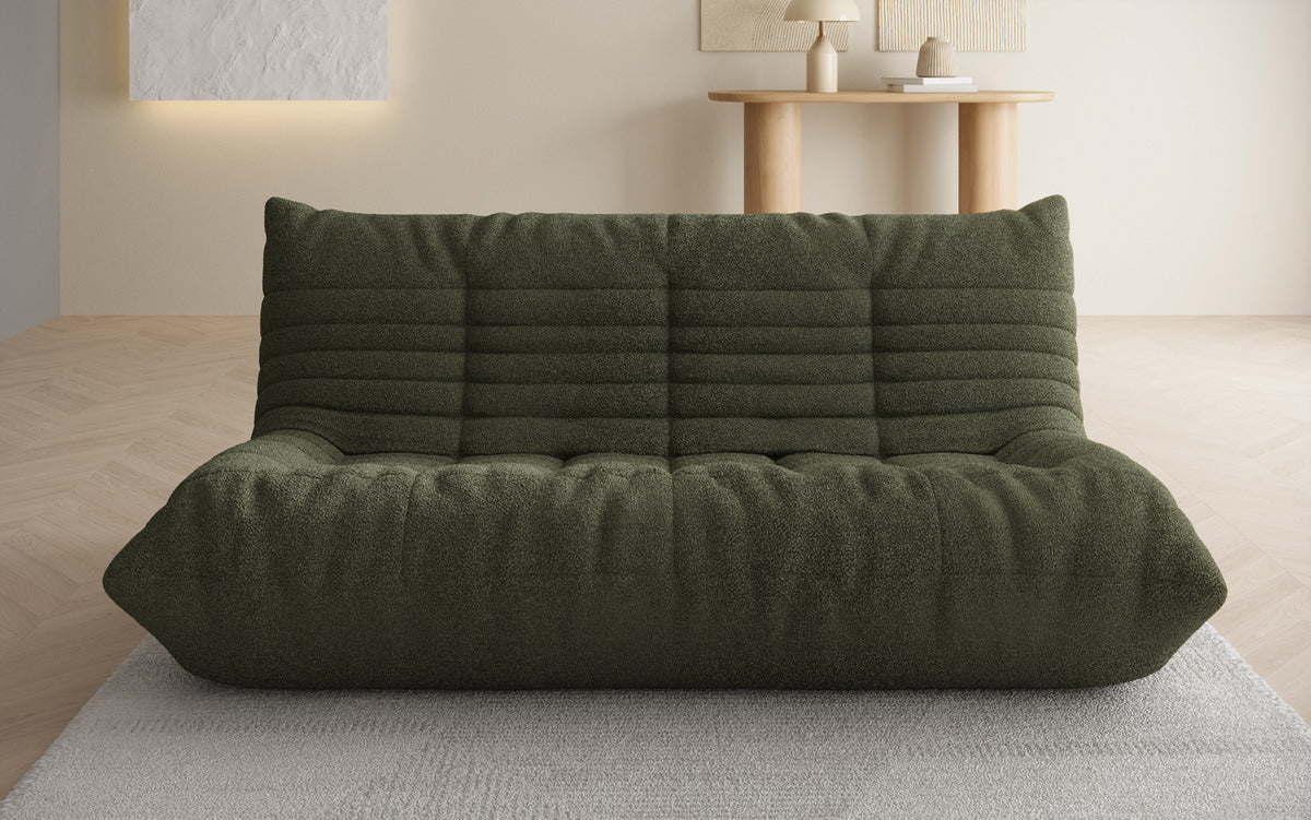 Designer 3-zits bank Calmo in Teddystof Bouclé