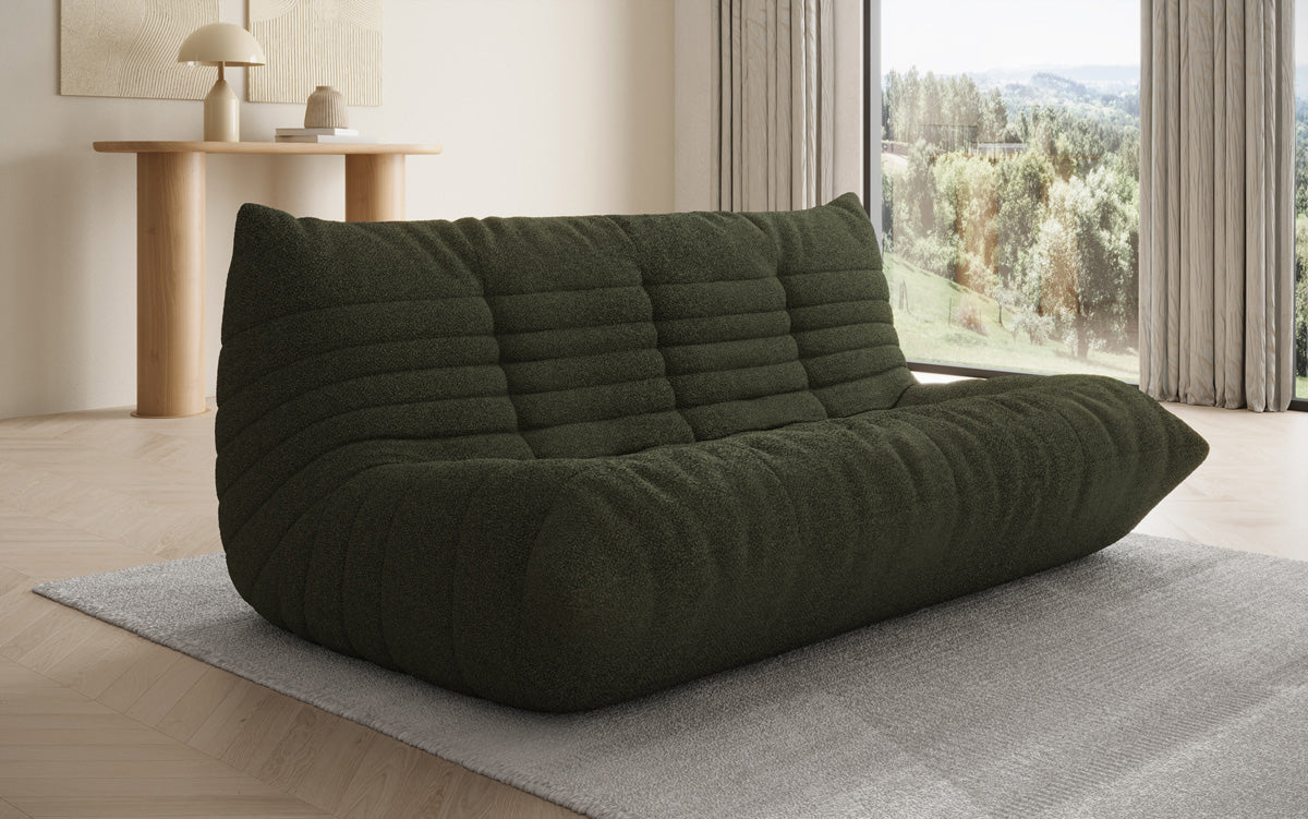Designer 3-zits bank Calmo in Teddystof Bouclé
