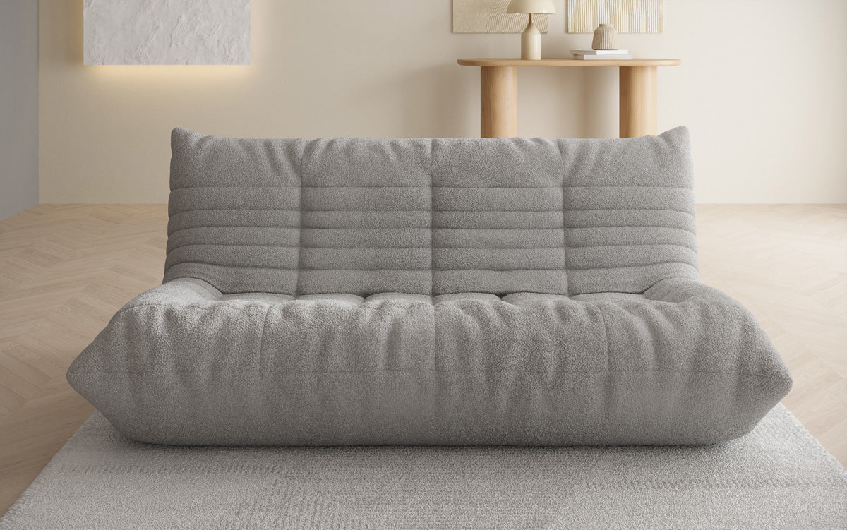Designer 3-zits bank Calmo in Teddystof Bouclé