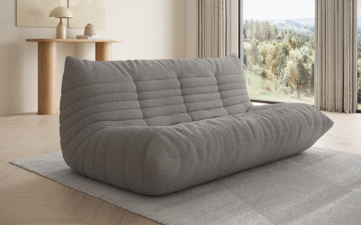 Designer 3-zits bank Calmo in Teddystof Bouclé