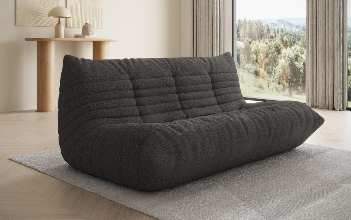 Designer 3-zits bank Calmo in Teddystof Bouclé